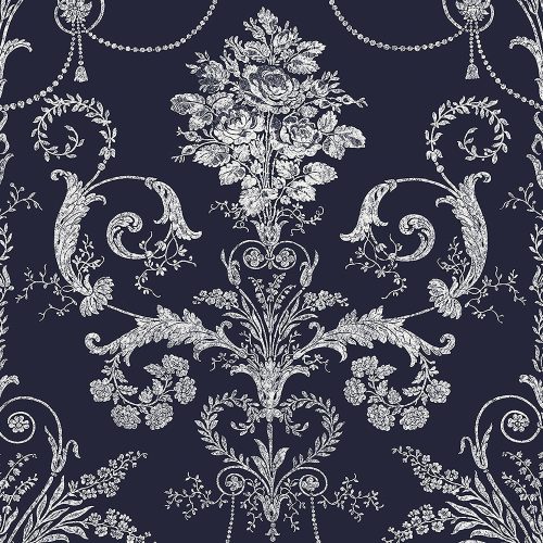 Graham & Brown Laura Ashley Signature Vol.1 vlies anyagú, kék, fehér színű, barokk, virágos, Romantikus tapéta