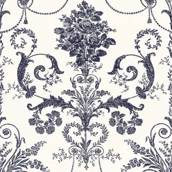   Graham & Brown Laura Ashley Signature Vol.1 vlies anyagú, kék, fehér színű, barokk, virágos, Romantikus tapéta