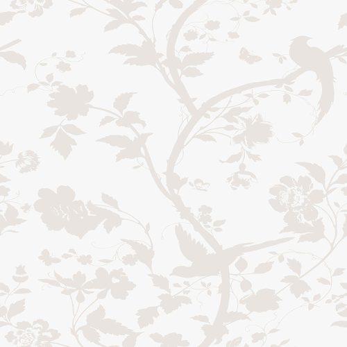Graham & Brown Laura Ashley Signature Vol.1 vlies anyagú, szürke, gyöngyház színű, ágas, leveles, madaras, Romantikus tapéta