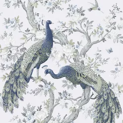   Graham & Brown Laura Ashley Signature Vol.1 vlies anyagú, fehér, zöld, kék színű, ágas, madaras, virágos, Romantikus tapéta