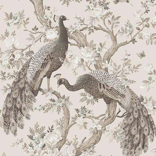 Graham & Brown Laura Ashley Signature Vol.1 vlies anyagú, beige, barna, fehér, zöld színű, ágas, madaras, virágos, Romantikus tapéta