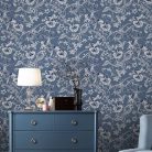 Graham & Brown Laura Ashley Signature Vol.1 vlies anyagú, kék, ezüst színű, virágos, Romantikus tapéta