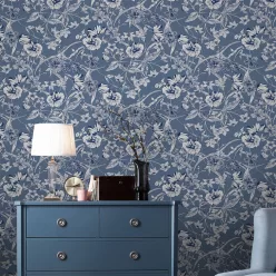   Graham & Brown Laura Ashley Signature Vol.1 vlies anyagú, kék, ezüst színű, virágos, Romantikus tapéta