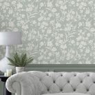 Graham & Brown Laura Ashley Signature Vol.1 vlies anyagú, zöld, fehér színű, virágos, Romantikus tapéta