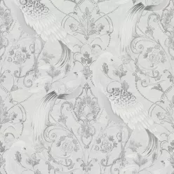   Graham & Brown Laura Ashley Signature Vol.1 vlies anyagú, fehér, szürke, ezüst színű, madaras, Romantikus tapéta