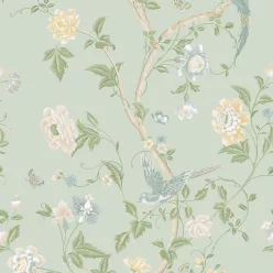   Graham & Brown Laura Ashley Signature Vol.1 vlies anyagú, kék, zöld, barna színű, ágas, madaras, virágos, Romantikus tapéta