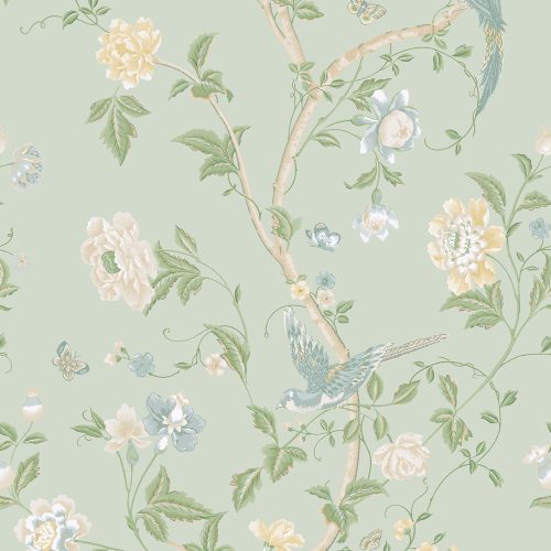 Graham & Brown Laura Ashley Signature Vol.1 vlies anyagú, kék, zöld, barna színű, ágas, madaras, virágos, Romantikus tapéta