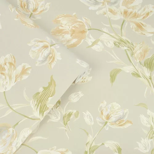 Graham & Brown Laura Ashley Signature Vol.1 vlies anyagú, szürke, zöld, barna színű, virágos, Romantikus tapéta