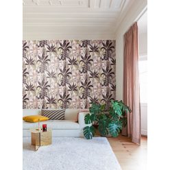   Khroma Havanna vlies anyagú fehér, barna, mályva, zöld színű leveles modern tapéta