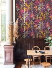 Khroma Havanna vlies anyagú lila, sárga, pink, fehér, fekete színű leveles modern tapéta