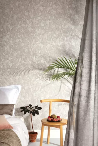 Khroma Havanna vlies anyagú fehér, beige színű növényes modern tapéta