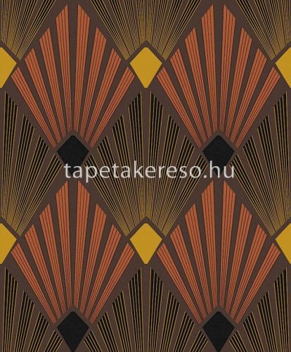 Khroma Havanna vlies anyagú barna, sárga, rozsdabarna színű art deco, geometriai modern tapéta