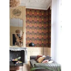   Khroma Havanna vlies anyagú barna, sárga, rozsdabarna színű art deco, geometriai modern tapéta