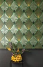 Khroma Havanna vlies anyagú zöld, sárga, fekete színű art deco, geometriai modern tapéta
