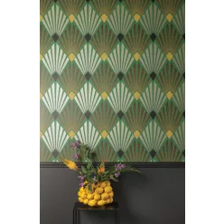   Khroma Havanna vlies anyagú zöld, sárga, fekete színű art deco, geometriai modern tapéta
