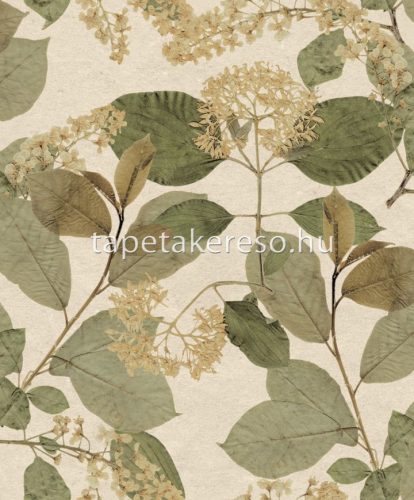 Decoprint Herbarium vlies, vinyl anyagú beige, zöld, barna színű ágas, leveles, virágos modern, natural tapéta