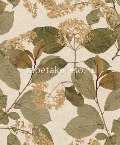 Decoprint Herbarium vlies, vinyl anyagú beige, zöld, barna színű ágas, leveles, virágos modern, natural tapéta