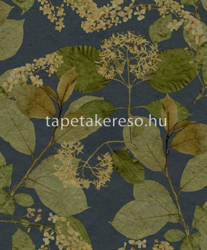 Decoprint Herbarium vlies, vinyl anyagú kék, zöld, barna színű ágas, leveles, virágos modern, natural tapéta