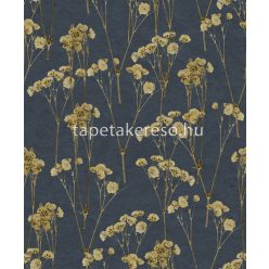   Decoprint Herbarium vlies, vinyl anyagú kék, okker színű növényes, virágos modern, natural tapéta