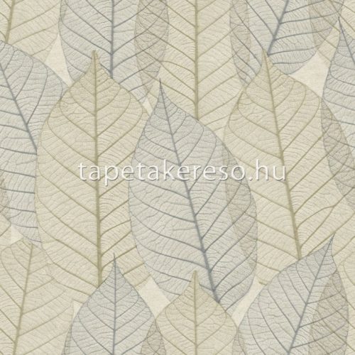 Decoprint Herbarium vlies, vinyl anyagú kék, keki színű levél erezet, leveles modern, natural tapéta