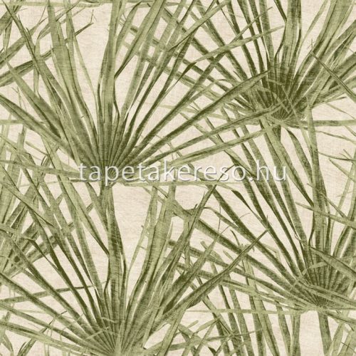 Decoprint Herbarium vlies, vinyl anyagú beige, zöld színű leveles modern, natural tapéta