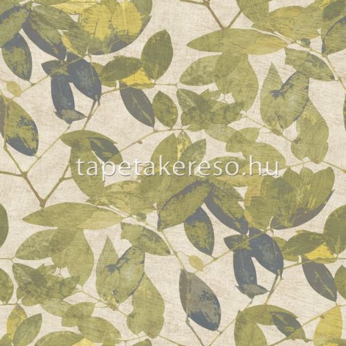 Decoprint Herbarium vlies, vinyl anyagú beige, zöld, szürke színű leveles modern, natural tapéta