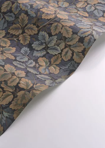 Casadeco Heritage vlies anyagú, fekete, barna, kék, zöld színű, leveles, Modern tapéta