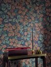 Casadeco Heritage vlies anyagú, fekete, barna, kék, zöld színű, leveles, Modern tapéta