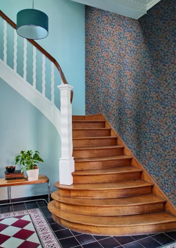 Casadeco Heritage vlies anyagú, fekete, barna, kék, zöld színű, leveles, Modern tapéta