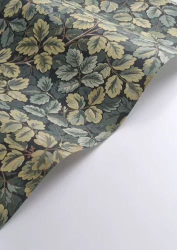 Casadeco Heritage vlies anyagú, fekete, zöld, sárga  színű, leveles, Modern tapéta