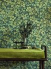 Casadeco Heritage vlies anyagú, fekete, zöld, sárga  színű, leveles, Modern tapéta