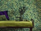 Casadeco Heritage vlies anyagú, fekete, zöld, sárga  színű, leveles, Modern tapéta