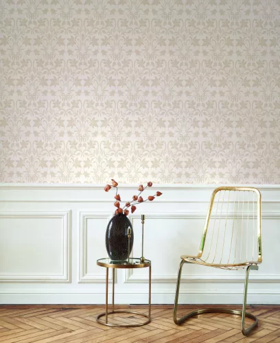 Casadeco Heritage vlies anyagú, fehér, beige színű, indamintás, leveles, Modern tapéta