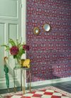 Casadeco Heritage vlies anyagú, bordó, kék színű, indamintás, leveles, Modern tapéta
