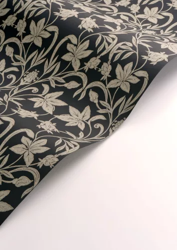 Casadeco Heritage vlies anyagú, fekete, barna színű, indamintás, leveles, Modern tapéta