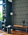 Casadeco Heritage vlies anyagú, fekete, barna színű, indamintás, leveles, Modern tapéta