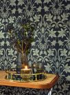 Casadeco Heritage vlies anyagú, fekete, barna színű, indamintás, leveles, Modern tapéta