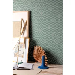   Khroma Bahia vlies anyagú türkiz, beige színű geometriai, textilhatású modern tapéta