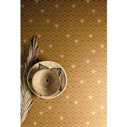   Khroma Bahia vlies anyagú barna, okker színű geometriai, textilhatású modern tapéta