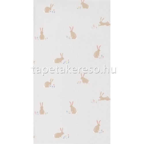 Casadeco HAPPY DREAMS vlies anyagú beige, törtfehér, rózsaszín, kék színű állatos, virágos gyerek tapéta