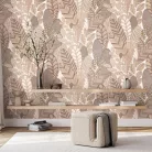 Hohenberger Raku, vlies anyagú, barna, beige színű, leveles, Modern tapéta