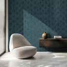 Hohenberger Raku, vlies anyagú, kék, gyöngyház színű, körös, absztrakt, Modern tapéta