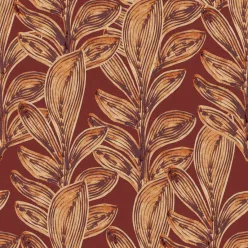   Hohenberger Line & Leaf, vlies anyagú, rozsdabarna, narancssárga színű, leveles, Modern tapéta