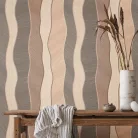 Hohenberger Raku, üveggyöngy, vlies anyagú, barna, szürke, beige, csillámos színű, hullámos, vonalas, Modern tapéta