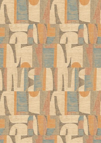 Decoprint Imani vlies, vinyl anyagú, beige, terrakotta, kék, szürke, barna színű, absztrakt, geometriai, szövethatású, Modern poszter