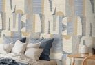 Decoprint Imani vlies, vinyl anyagú, kék, beige, barna, okker színű, absztrakt, geometriai, szövethatású, Modern poszter