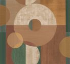 Decoprint Imani vlies, vinyl anyagú, beige, barna, zöld, mustársárga színű, körös, geometriai, szövethatású, Modern poszter