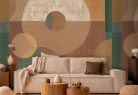 Decoprint Imani vlies, vinyl anyagú, beige, barna, zöld, mustársárga színű, körös, geometriai, szövethatású, Modern poszter