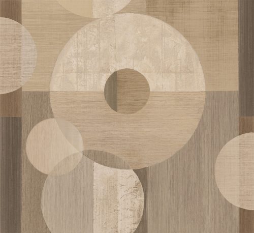 Decoprint Imani vlies, vinyl anyagú, szürke, törtfehér, beige, homok színű, körös, geometriai, szövethatású, Modern poszter