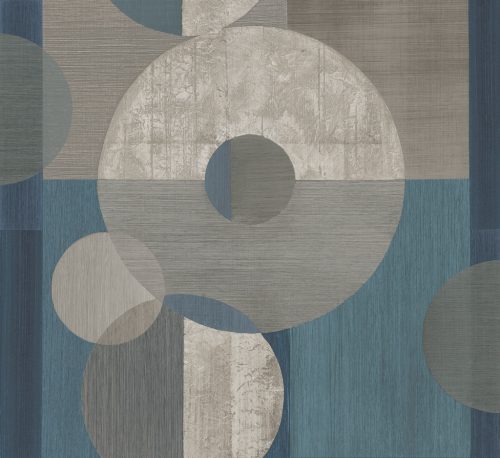 Decoprint Imani vlies, vinyl anyagú, kék, szürke színű, körös, geometriai, szövethatású, Modern poszter
